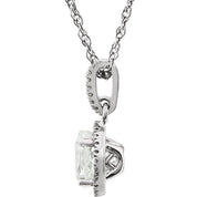 14K White Lab-Grown White Sapphire & 1/10 CTW Natural Diamond 18" Necklace