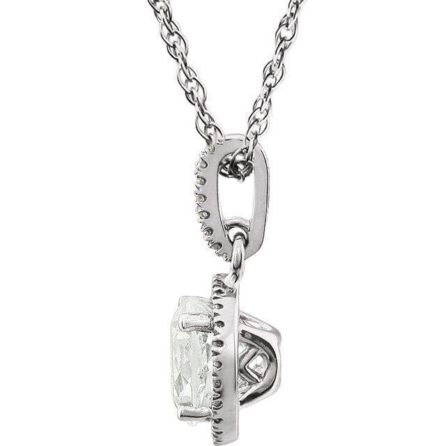 14K White Lab-Grown White Sapphire & 1/10 CTW Natural Diamond 18" Necklace