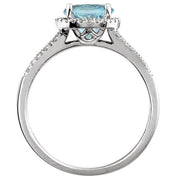 14K White Natural Sky Blue Topaz & 1/6 CTW Natural Diamond Ring
