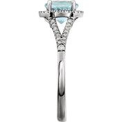 14K White Natural Sky Blue Topaz & 1/6 CTW Natural Diamond Ring