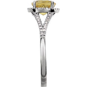 14K White Natural Citrine & 1/6 CTW Natural Diamond Ring