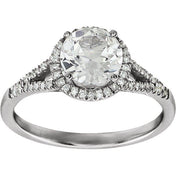 14K White Lab-Grown White Sapphire & 1/6 CTW Natural Diamond Ring