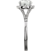 14K White Lab-Grown White Sapphire & 1/6 CTW Natural Diamond Ring