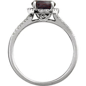 14K White Natural Mozambique Garnet & 1/6 CTW Natural Diamond Ring
