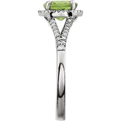 14K White Natural Peridot & 1/6 CTW Natural Diamond Ring