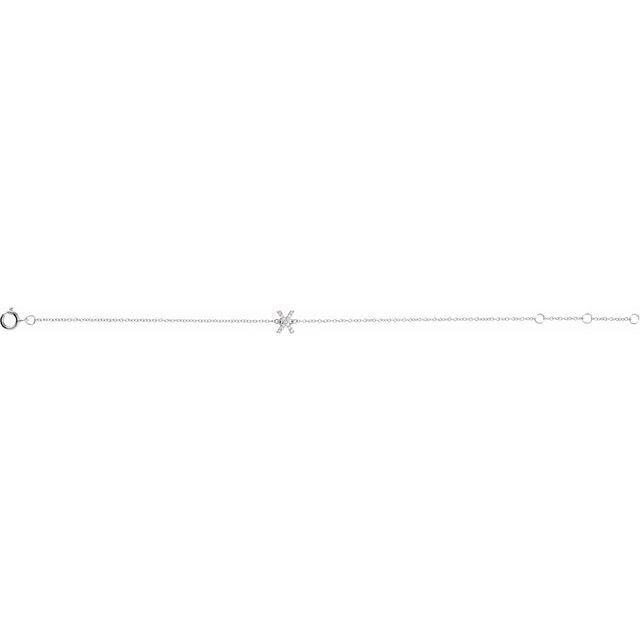 14K White .04 CTW Natural Diamond Initial X 6-7" Bracelet