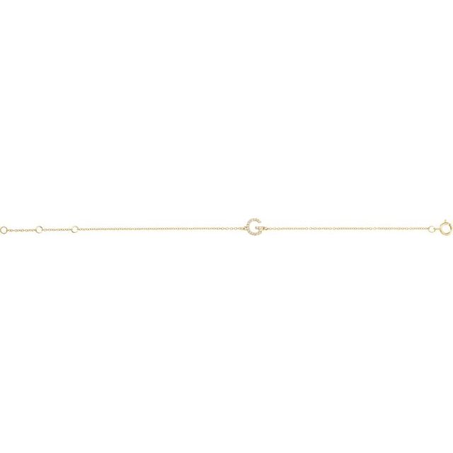 14K Yellow .05 CTW Natural Diamond Initial G 6-7" Bracelet