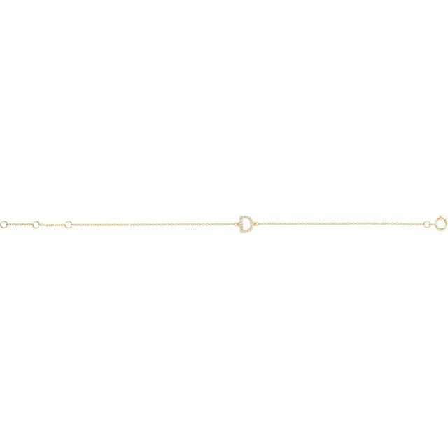 14K Yellow .06 CTW Natural Diamond Initial D 6-7" Bracelet
