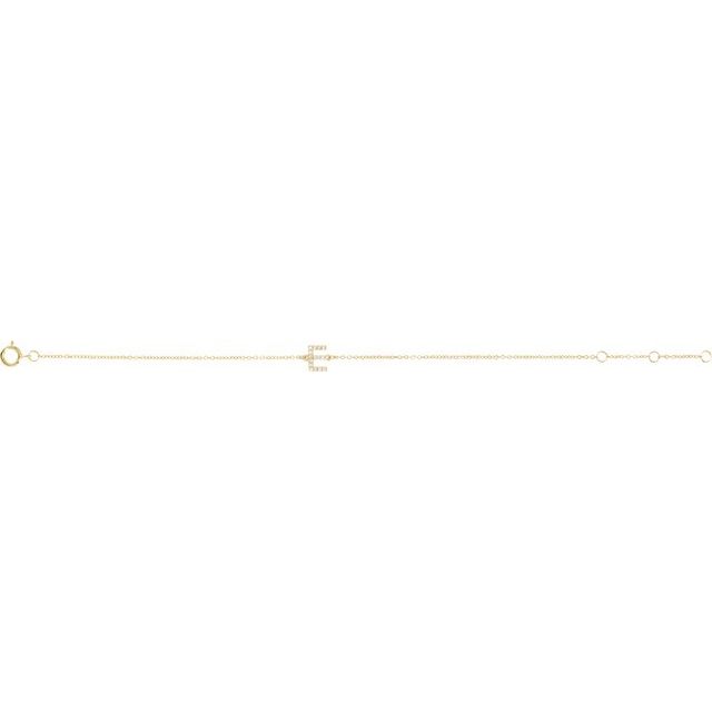 14K Yellow .06 CTW Natural Diamond Initial E 6-7" Bracelet