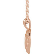 14K Rose 12.9x10.1 mm Pierced Heart 16-18" Necklace