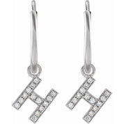 14K White .05 CTW Natural Diamond Single Initial H Hoop Earring