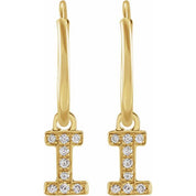 14K Yellow .03 CTW Natural Diamond Single Initial I Hoop Earring