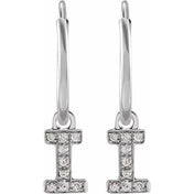 14K White .03 CTW Natural Diamond Single Initial I Hoop Earring