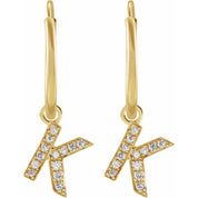 14K Yellow .03 CTW Natural Diamond Single Initial K Hoop Earring