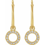 14K Yellow .04 CTW Natural Diamond Single Initial O Hoop Earring
