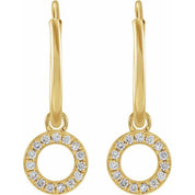 14K Yellow .04 CTW Natural Diamond Single Initial O Hoop Earring