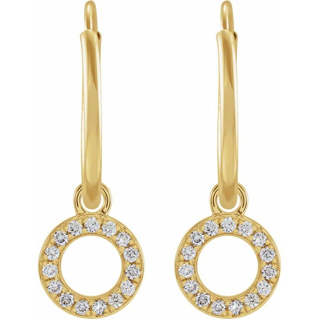 14K Yellow .04 CTW Natural Diamond Single Initial O Hoop Earring