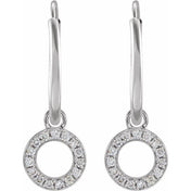 14K White .04 CTW Natural Diamond Single Initial O Hoop Earring