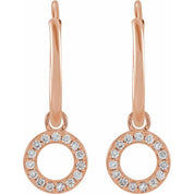 14K Rose .04 CTW Natural Diamond Single Initial O Hoop Earring