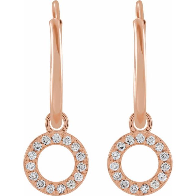 14K Rose .04 CTW Natural Diamond Single Initial O Hoop Earring