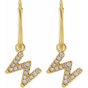 14K Yellow .06 CTW Natural Diamond Single Initial W Hoop Earring