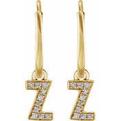 14K Yellow .03 CTW Natural Diamond Single Initial Z Hoop Earring