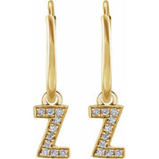 14K Yellow .03 CTW Natural Diamond Single Initial Z Hoop Earring