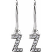 14K White .03 CTW Natural Diamond Single Initial Z Hoop Earring
