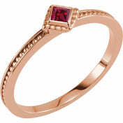14K Rose Natural Ruby Family Stackable Ring - Elegant Design by [Brand Name]