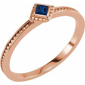 14K Rose Natural Blue Sapphire Family Stackable Ring - 71520:6034:P