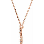 14K Rose 1/8 CTW Natural Diamond Initial X 16" Necklace