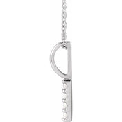 Sterling Silver .07 CTW Natural Diamond Vertical Bar 16-18" Necklace