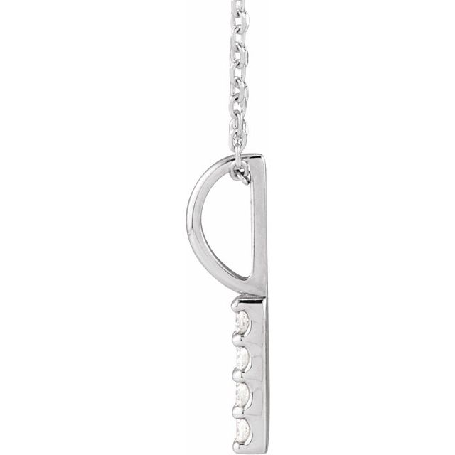 14K White .07 CTW Natural Diamond Vertical Bar 16-18" Necklace