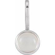 14K White Natural Rainbow Moonstone Charm/Pendant