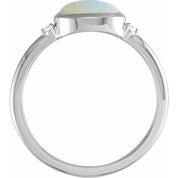 Sterling Silver Natural White Opal & .03 CTW Natural Diamond Ring