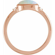14K Rose Natural Ethiopian Opal & .03 CTW Natural Diamond Ring
