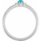 Sterling Silver Natural Turquoise & .07 CTW Natural Diamond Halo-Style Ring