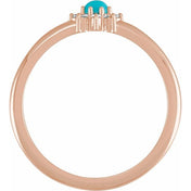 14K Rose Natural Turquoise & .07 CTW Natural Diamond Halo-Style Ring