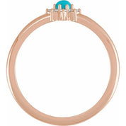 14K Rose Natural Turquoise & .07 CTW Natural Diamond Halo-Style Ring