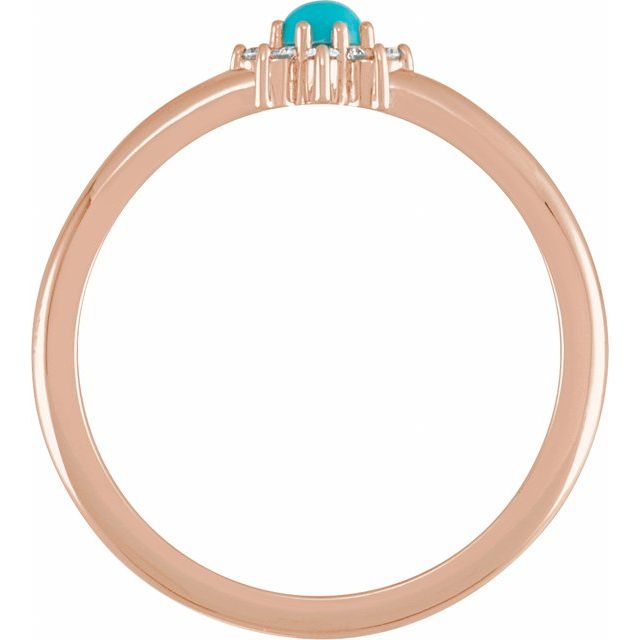 14K Rose Natural Turquoise & .07 CTW Natural Diamond Halo-Style Ring