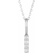 Sterling Silver .07 CTW Natural Diamond Vertical Bar 16-18" Necklace