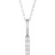 14K White .07 CTW Natural Diamond Vertical Bar 16-18" Necklace