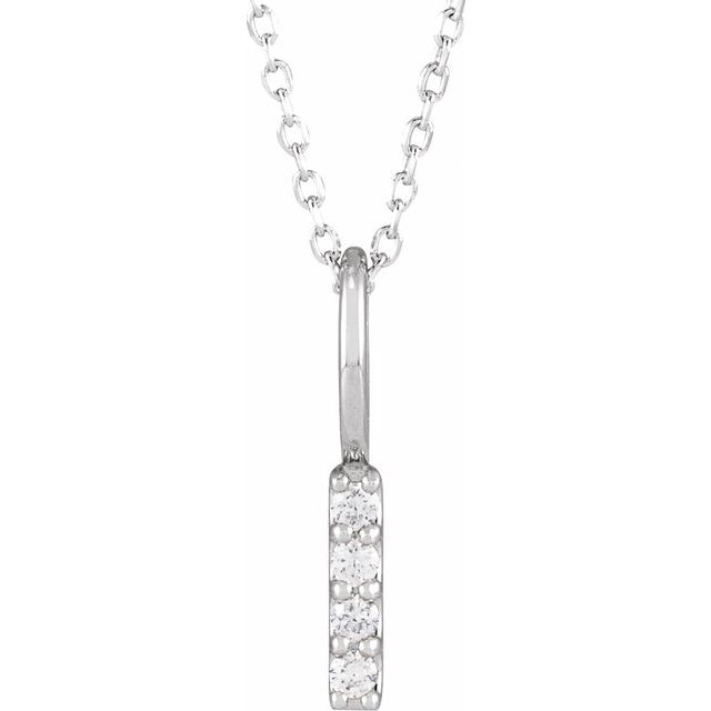 14K White .07 CTW Natural Diamond Vertical Bar 16-18" Necklace