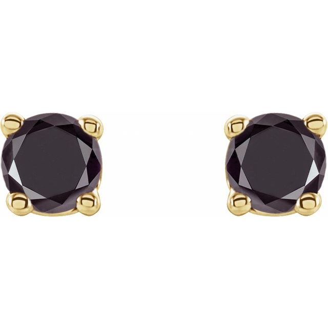 14K Yellow 1/8 CTW Natural Black Diamond Stud Earrings