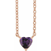 14K Rose Natural Amethyst Heart 16-18" Necklace