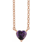 14K Rose Natural Amethyst Heart 16-18" Necklace