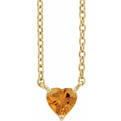 14K Yellow Natural Citrine Heart 16-18" Necklace