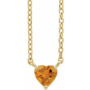 14K Yellow Natural Citrine Heart 16-18" Necklace
