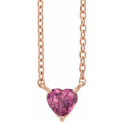 14K Rose Natural Pink Tourmaline Heart 16-18" Necklace