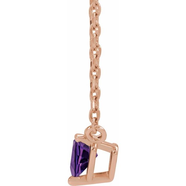 14K Rose Natural Amethyst Heart 16-18" Necklace